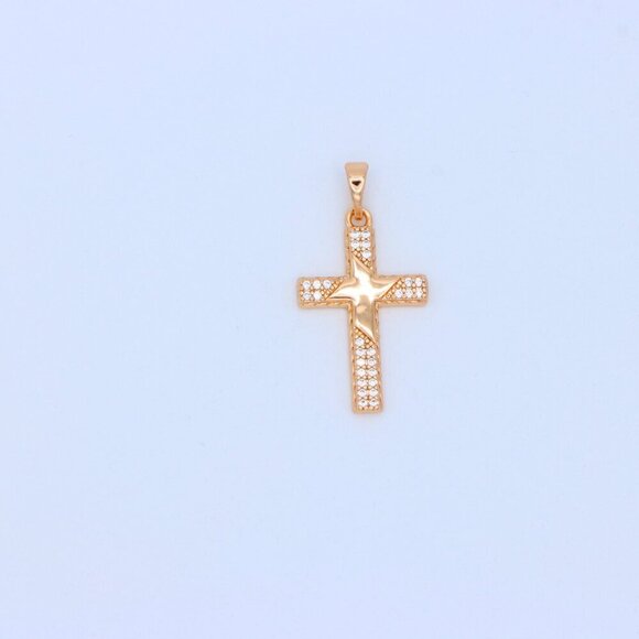 "Rose Gold Cross Pendant with Star Design and Sparkling Accents, XPPT1748 - Picture 13 of 13